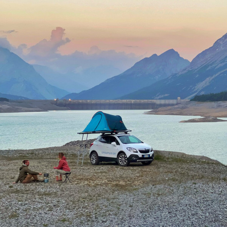 Zestaw - platforma dachowa CampUp + namiot 2-osobowy Quechua